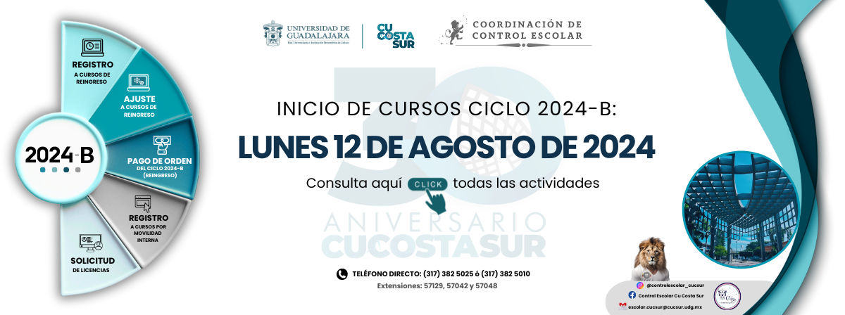 Calendario de Actividades 2024-B CU Costa Sur